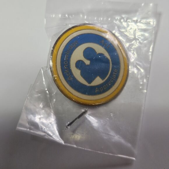 Walmart Silver Tone Blue Yellow Enamel Acknowledge Act Appreciate Pin - Picture 7 of 10